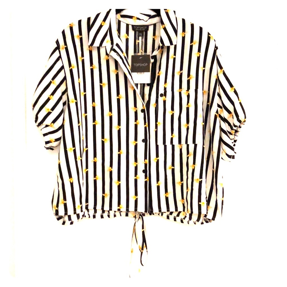 Topshop Stripe Button Up Top
